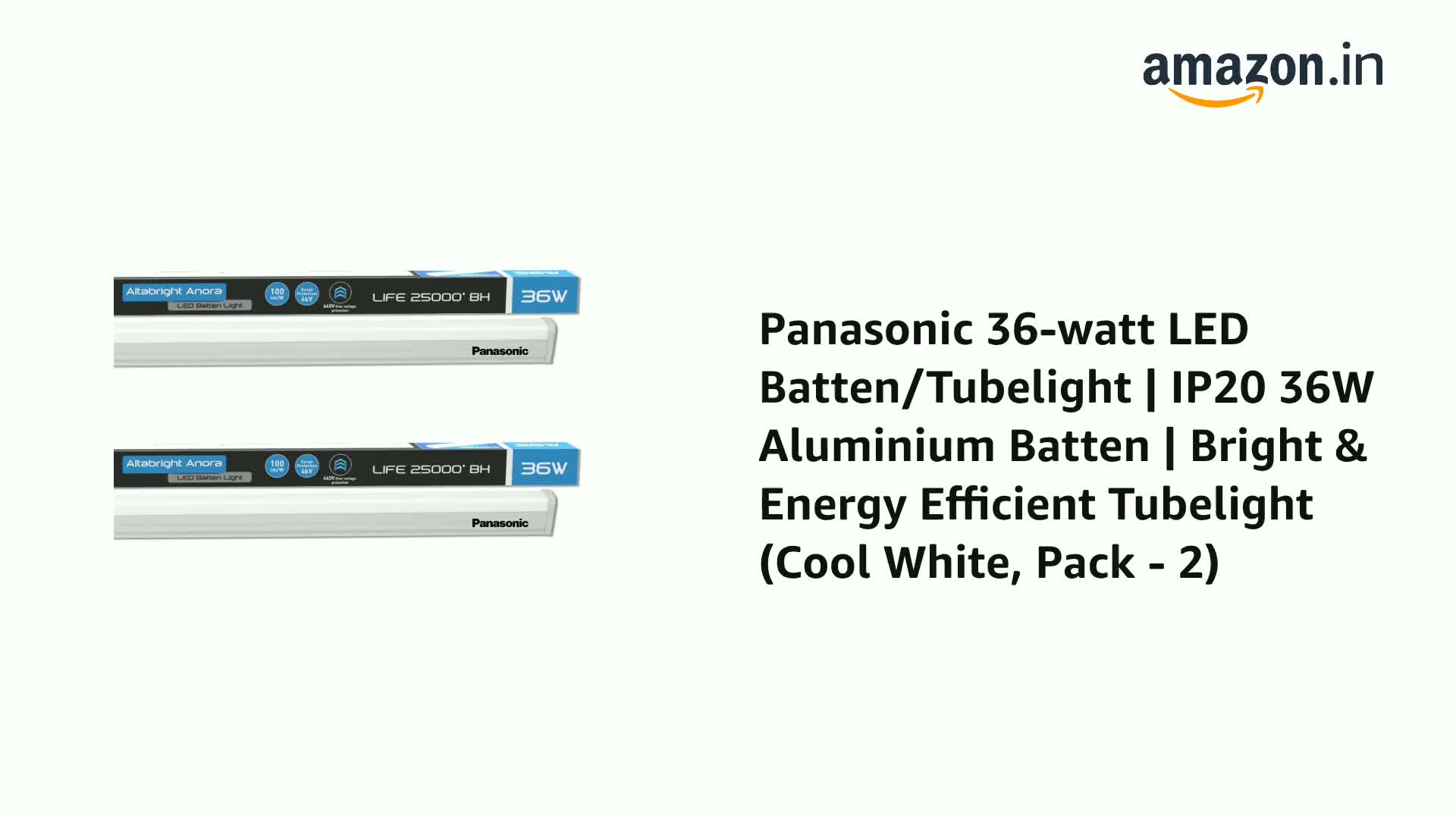 Panasonic 36-watt LED Batten/Tubelight | IP20 36W Aluminium Batten